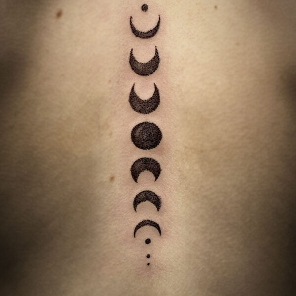 atticus tattoo, black tattoo of the moon phases