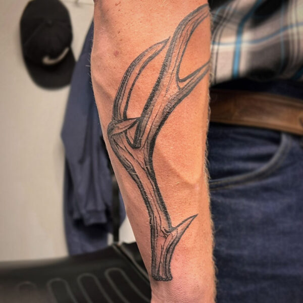 atticus tattoo, that and grey tattoo of a deer antler