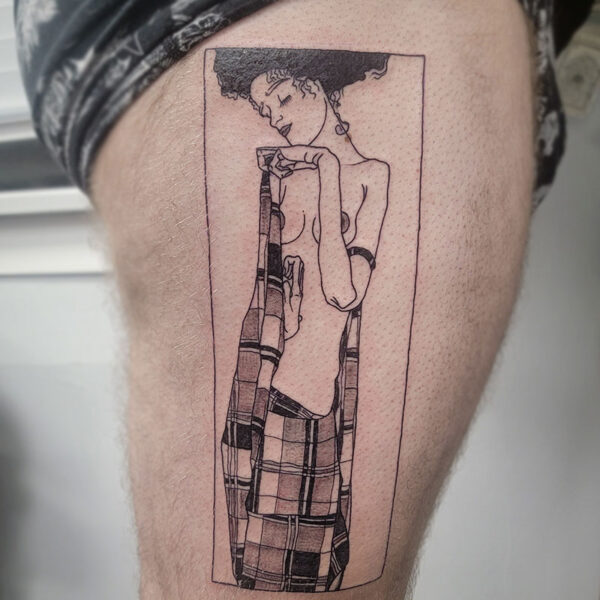 Tattoo of "Standing Girl" by Egon Schiele