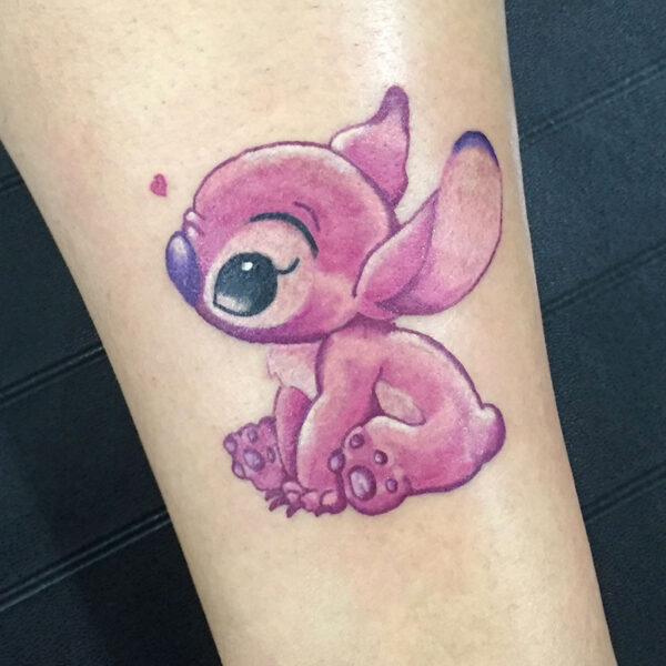 atticus tattoo, coloured tattoo of Angel from Lilo and Stitch Two
