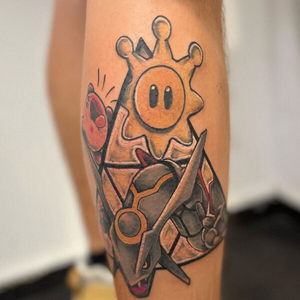 atticus tattoo, neotraditional tattoo of Nintendo characters