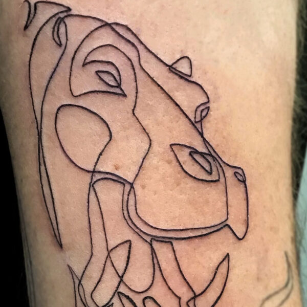 atticus tattoo, outline tattoo of a hippopotamus' face