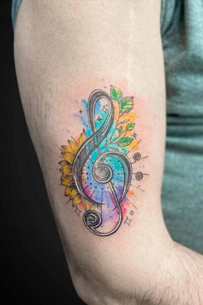 Watercolour & Ink Wash tattoo by Kat at Atticus Tattoo, Calgary