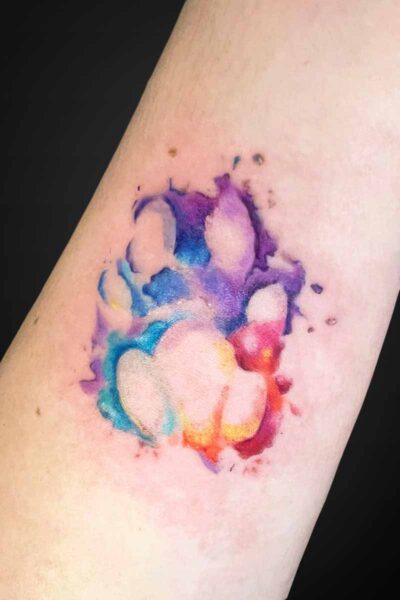 Watercolour & Ink Wash tattoo by Kat at Atticus Tattoo, Calgary