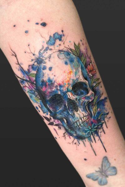 Watercolour & Ink Wash tattoo by Yeva at Atticus Tattoo, Calgary