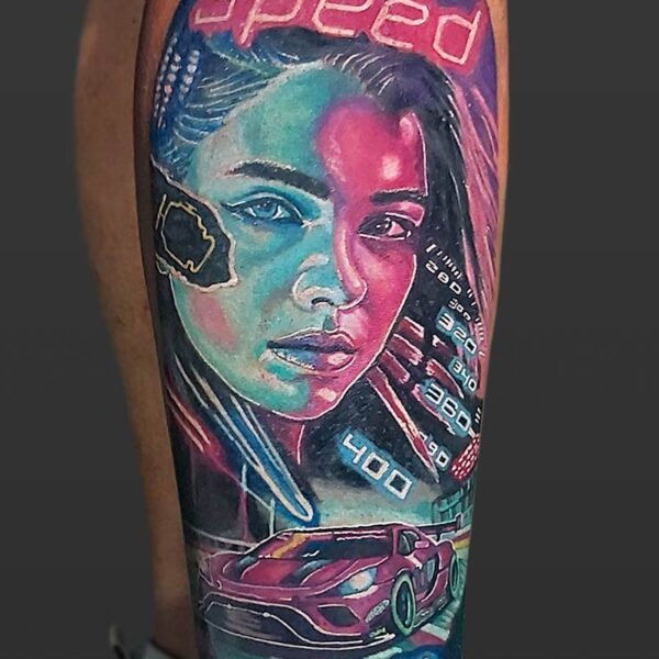 Atticus Tattoo| Neon tattoo of