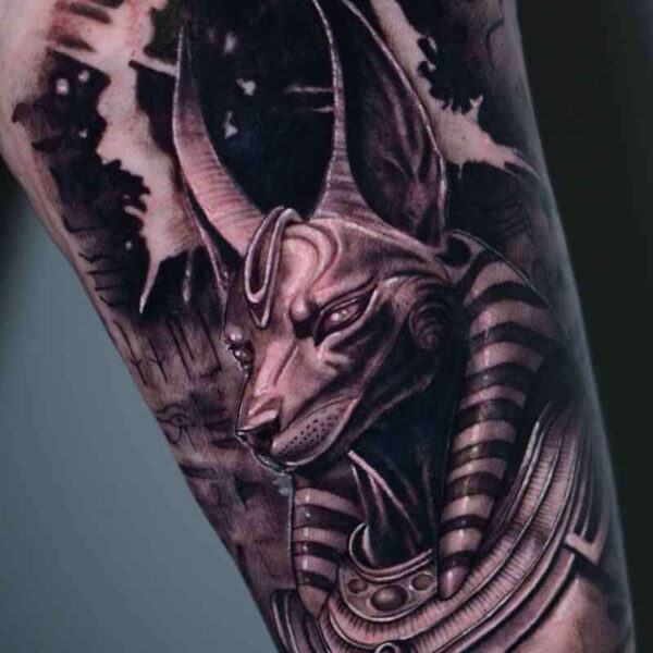 Atticus Tattoo| Realism tattoo of Egyptian God, Anubis