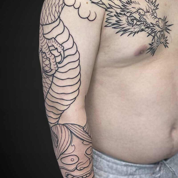 line-work-dragon-oni-tattoo