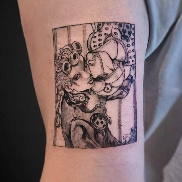 Atticus Tattoo| Anime Tattoo| Jojo's Bizarre Adventure| Tattoo of Giorno and his stand, Gold Experience