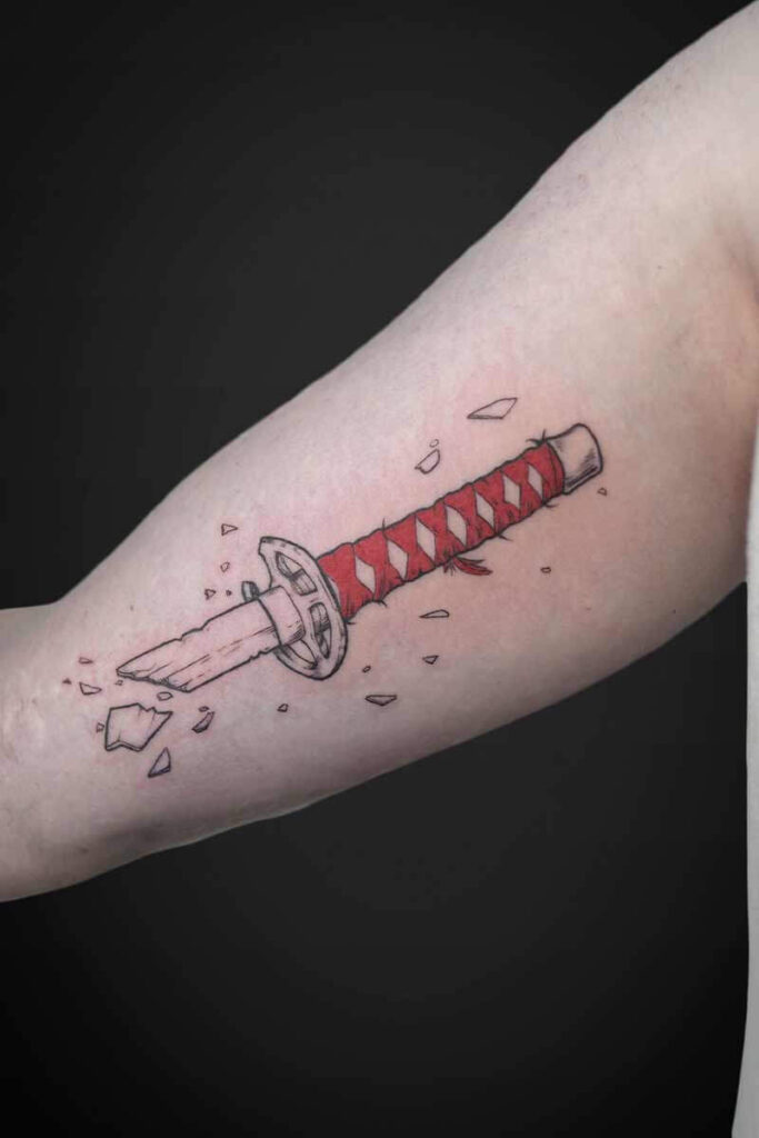 Atticus Tattoo| Anime tattoo of a broken katana hilt