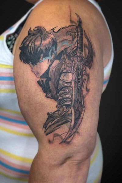 Anime tattoo by Jesse at Atticus Tattoo, Calgary