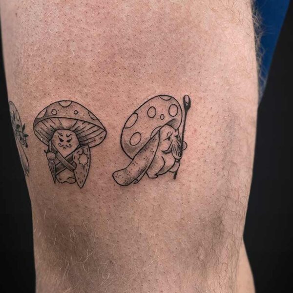 black-grey-tattoo-mushroom-wizard