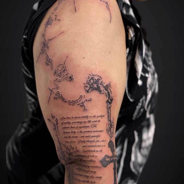 blackwork-tattoo-script-cross-ornamentals