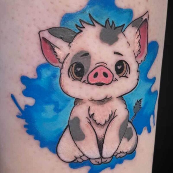 Cartoon Tattoo- Pua Atticus Tattoo| Cartoon tattoo of Pua from "Moana"