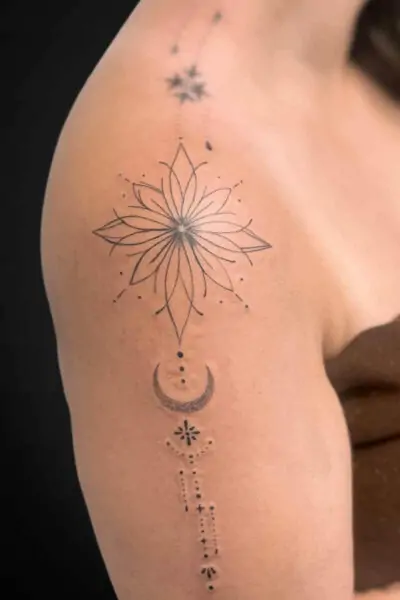 Atticus Tattoo| Fineline ornamental tattoo