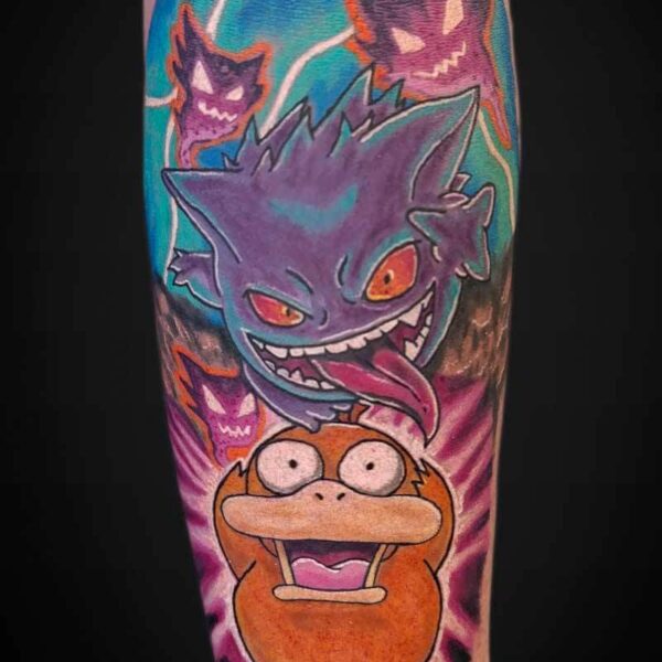 neon-tattoo-pokemon-psyduck-gengar