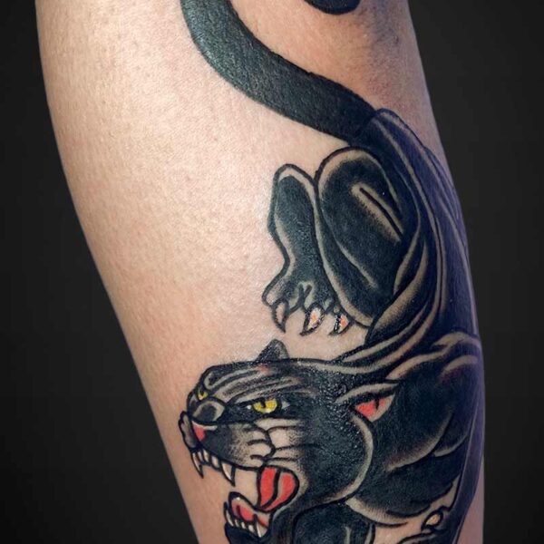american-traditional-tattoo-black-panther