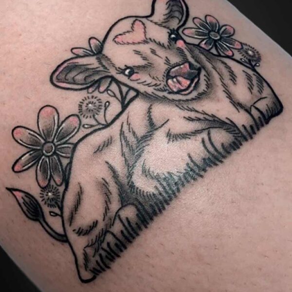 neotraditional-tattoo-calf-flowers-hearts