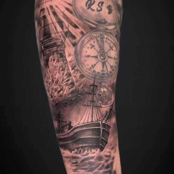 relaism-tattoo-ship-lighthouse-ocean