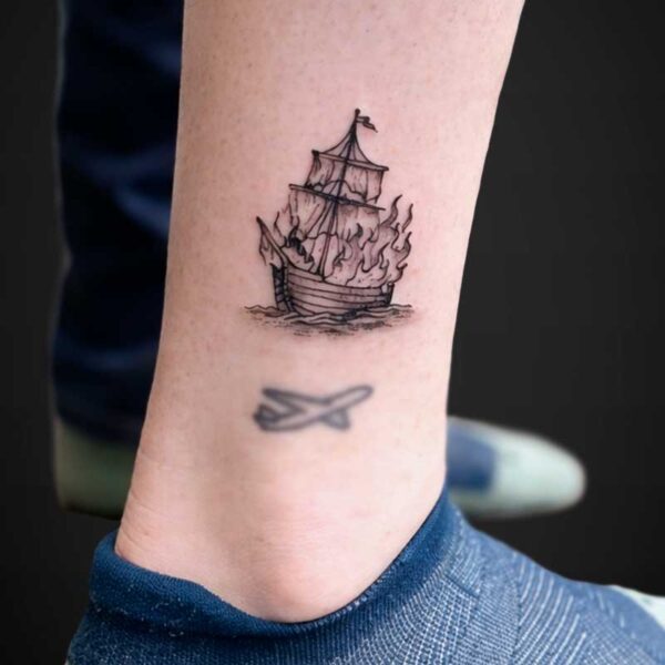 black-grey-tattoo-burning-ship