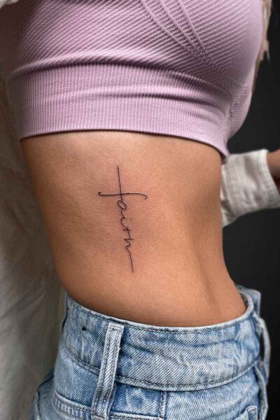 Script tattoo by Steph at Atticus Tattoo, Calgary