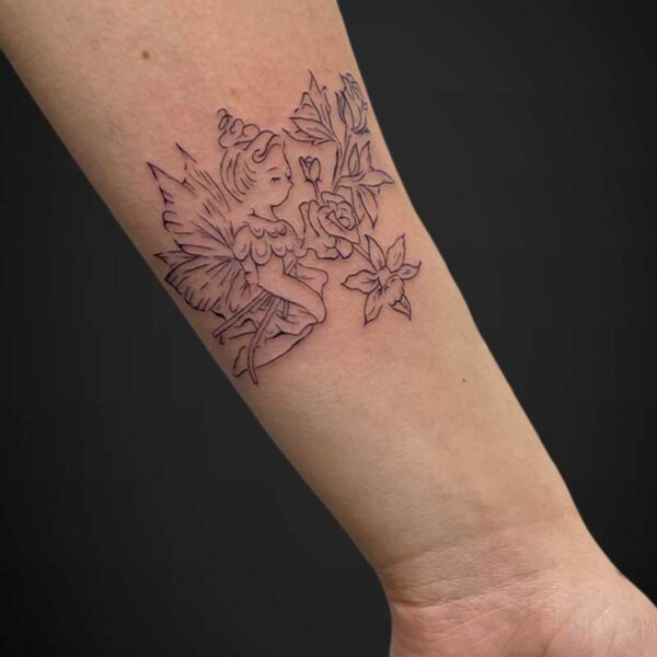 fineline-tattoo-fairy-flowers