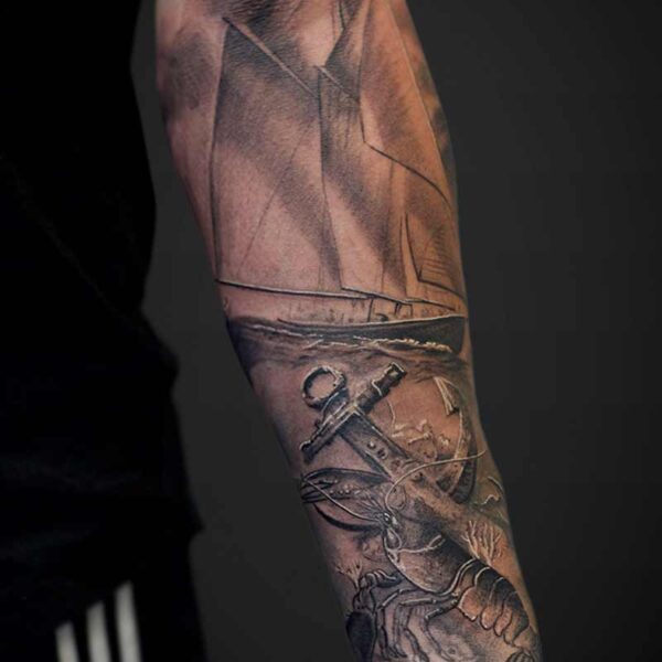 realism-tattoo-sail-boat-lobster