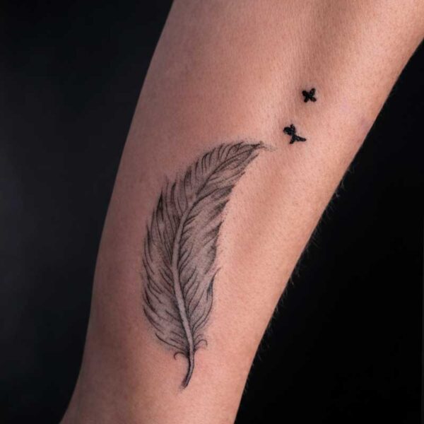 tattoo-realism-feather-blackwork-butterflies