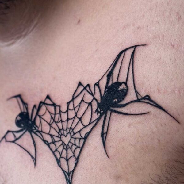 blackwork-tattoo-spiders-heart-web
