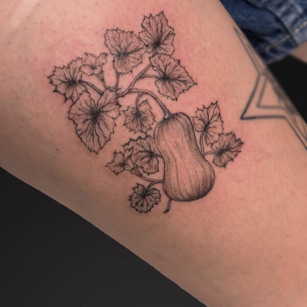 black-grey-tattoo-squash-leaves