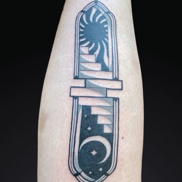 blackwork-tattoo-stairs-day-night