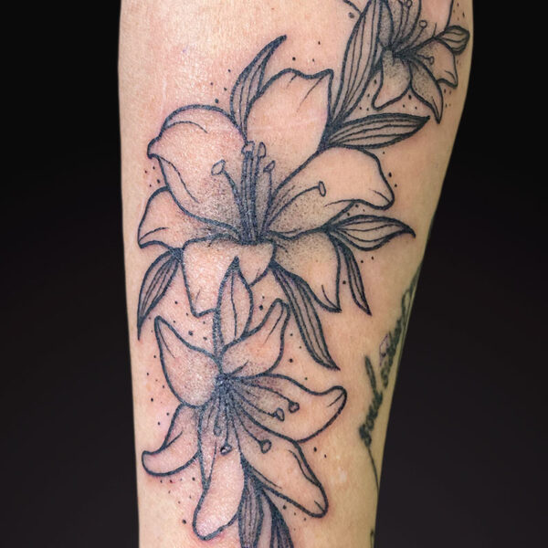 line-work-tattoo-lilies