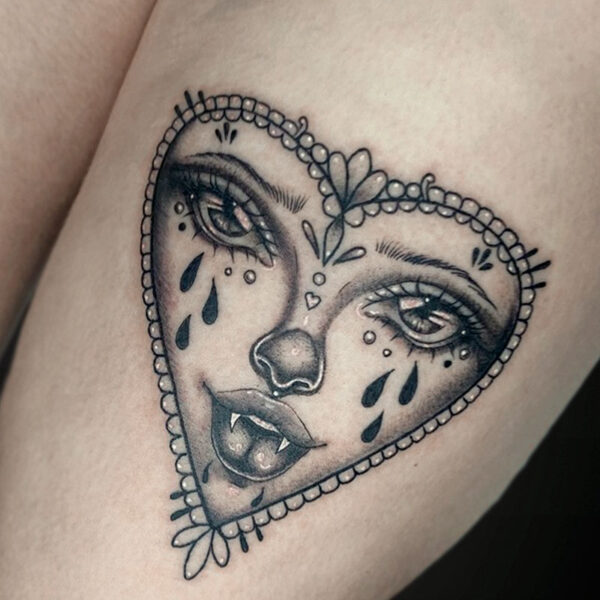 neortaditional-tattoo-heart-face