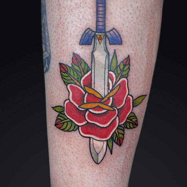 neotraditional-tattoo-LOZ-sword-rose