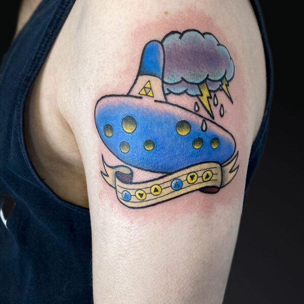neotraditional-tattoo-Ocarina-Legend-Zelda