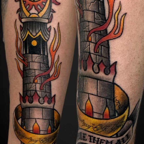 neotraditional-tattoo-Sauron-tower-LOTR
