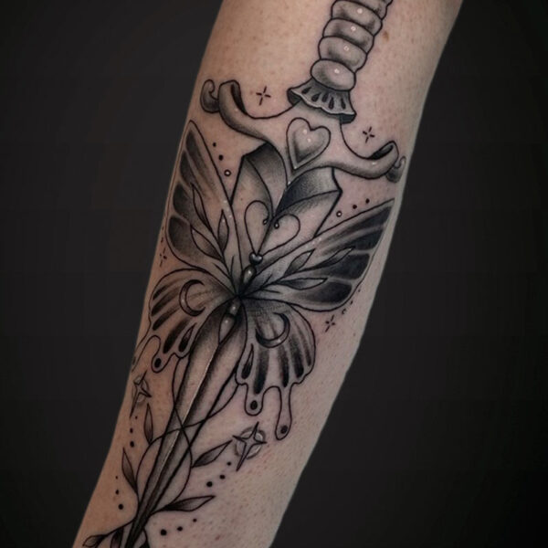 neotraditional-tattoo-ornamental-dagger-butterfly