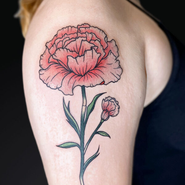 neotraditional-tattoo-pink-carnation