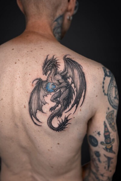 Black & Grey tattoo by Mariia at Atticus Tattoo, Calgary