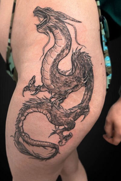 Black & Grey tattoo by Kianna at Atticus Tattoo, Calgary