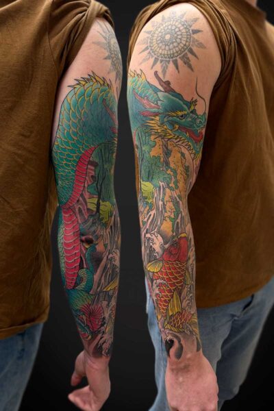 Japanese Style tattoo by Roman at Atticus Tattoo, Calgary
