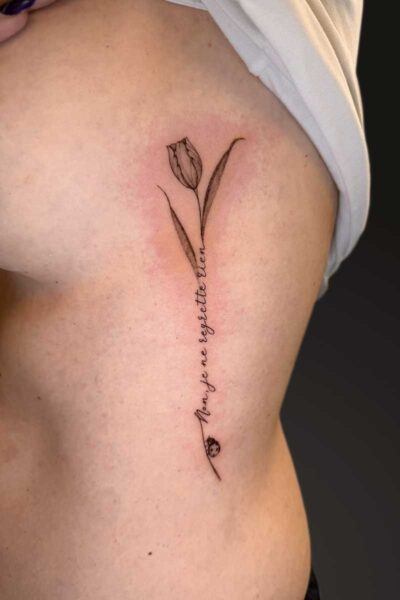 Script tattoo by Jessica at Atticus Tattoo, Calgary